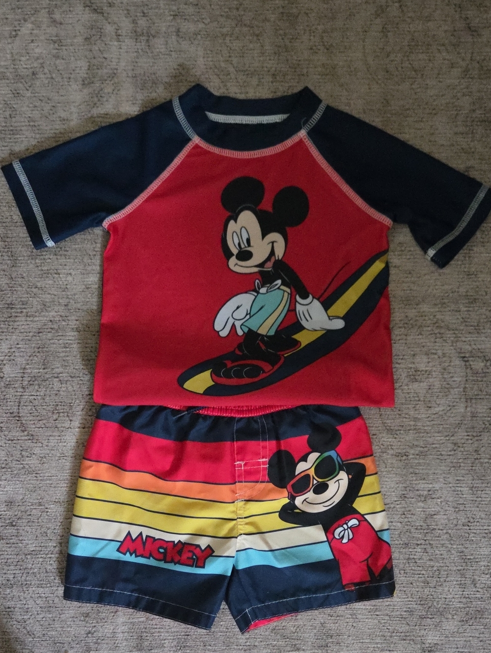 Disney Toddler Swim Top And Bottom Set. Size 2 T Rash Gaurd UPF